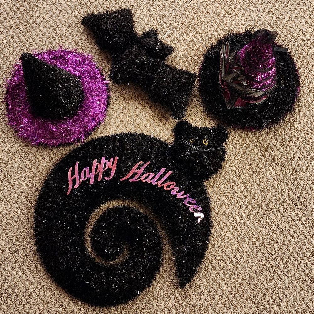 🐈⬛ Tinsel forms 🦇 Lot, Black & Purple 🧙♀️ Halloween 🎃 Decorations NEW!